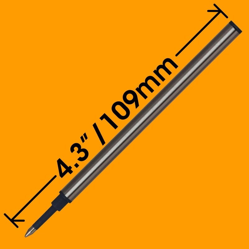 Jaymo Replacement for Waterman 540951 and Schmidt 5888 - Measures 4.3 in / 109 mm Long - Rollerball Pen Refill - 2 Black - Image 3